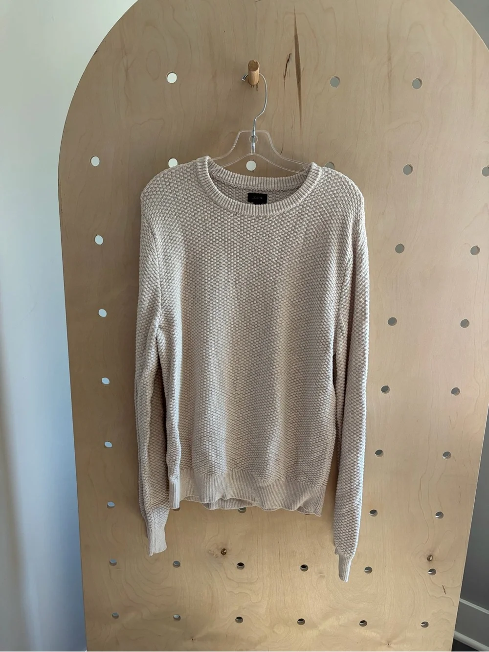 J.Crew Men's Cotton Sweater in Checker Stitch (Style AR510) Large